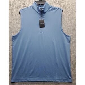 Dunning Golf Performance 1/4 Zip Pullover Vest Mens M Blue Athletic Sleeveless